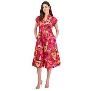 Julia Jordan Women's Floral-Print Button-Front Midi Dress in Red Multi
